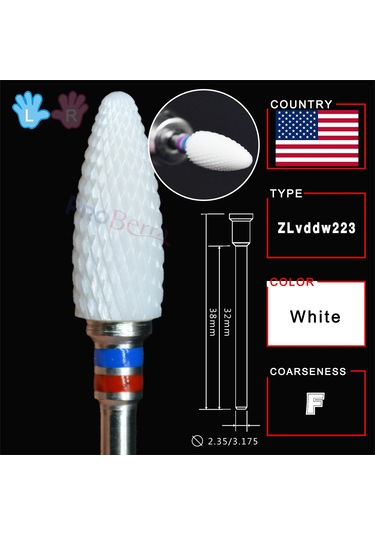 Rolinstar Beyaz Seramik Solak Kişi Alev Bit Belirlenmiş Freze Kesiciler Çıkarma Jel Cila Vernik Tırnak Matkap Ucu Plum