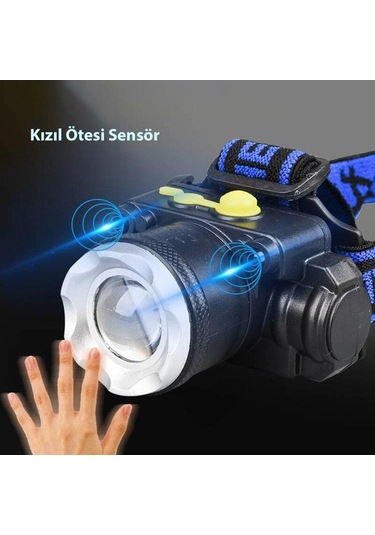 Dailytech Profesyonel Su Geçirmez 6000 Lümen Zoomlu Kafa Feneri
