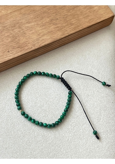 14 Ayar Altın Dorikalı Doğal Malahit Taşlı Şık Altın Bileklik Altın