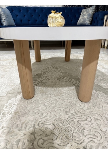 Asimetrik Bulut Model 120x60 Cm Kalın Kenarlı Orta Sehpa Beyaz