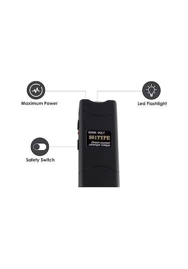 Yuntech01 Güvenli Geçiş Için Usb Şarjlı Çift Fonksiyonlu Metal El Feneri - Güvenlik Ve Aydınlatma, 801 Modeli Siyah