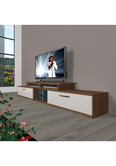 Decoraktiv Flex 130 Mdf Tv Ünitesi Tv Sehpası Ceviz - Beyaz