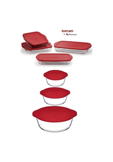 Borcam Kırmızı Kapaklı 7 Parça Çeyiz Seti (59001-59123-59001-59006-59124-59034-59024)