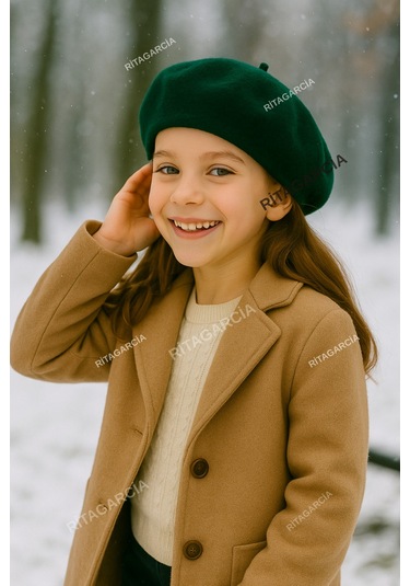 Çocuk Fransız Keçe Ressam Bere Koyu Yeşil