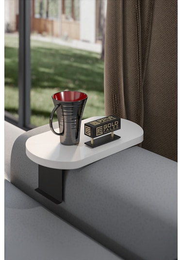 Zigon Sehpa Yan Sehpa Ayarlanabilir Tepsi Oval Dekoratif Modern Yatay Dikey Koltuk Sehpası Beyaz Beyaz