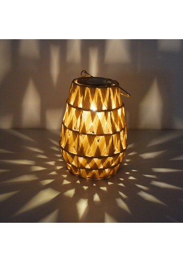 Qingmipy El Örgüsü Hasır Solar Led Bahçe Aydınlatma Feneri, Ip65 Su Geçirmez, Otomatik Şarj Sarı