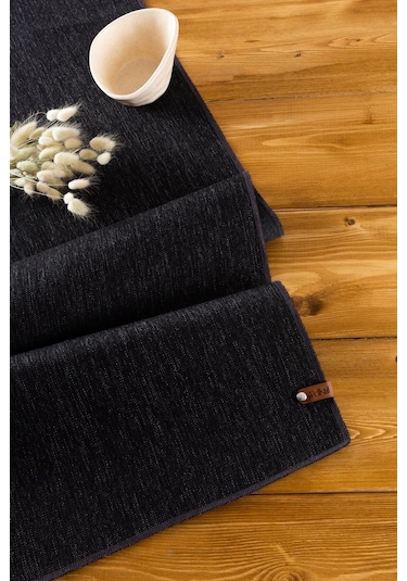 Solen Keten Görünümlü Siyah Leke Tutmaz Runner 35 X 120 CM