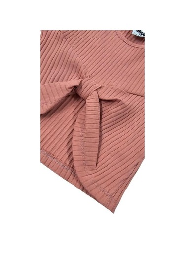 Çiçek Desenli Kız Çocuk Etekli Takım Somon