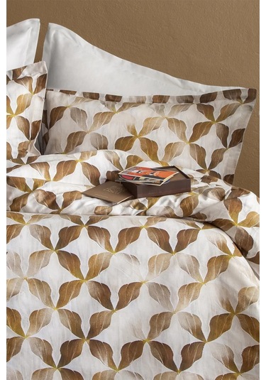 İssimo Home İllusion %100 Pamuk Saten Çift Kişilik Nevresim Takımı Kahve - Bej