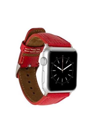 Bouletta Watch Uyumlu Deri Kordon 42-44-45Mm Erc2 Kırmızı