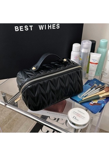 Unimarket Zhouhuan3 Shop Kozmetik Çantası Taşınabilir Yumuşak Taraflı Yastık Çantası Bölmeli Seyahat Kozmetik Depolama V1wkjp