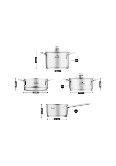 Jumbo New Baby Steel 6 Parça Çelik Mini Tencere Seti Gri