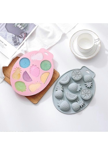 Adet Yaz Meyvesi Tarzı Kek Çikolata Pişirme Kalıbı Silikon Kendin Yap Buz Küpü Kalıbı Mavi Çok Renkli