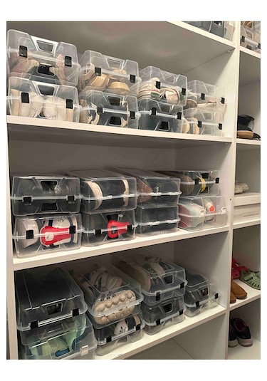 10'lu Şeffaf Erkek Ayakkabı Saklama Kutusu