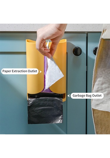 Symbee Abs Mutfak Banyo Mutfak Çöp Poşeti Ve Kağıt Havlu Saklama Kutusu, Dikişsiz Yapıştırıcı İle Duvar Montajlı, T-şekilli Çıkışlı Çok Amaçlı Depolama Kutusu Sarı Sarı