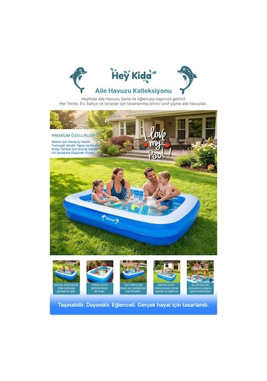Heykida Swim Safe Dikdörtgen Havuz 305x183x50 Mavi