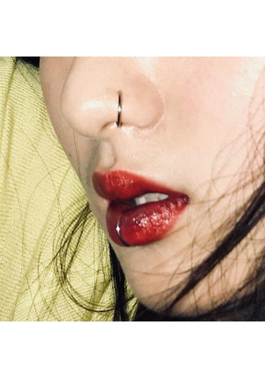 Gümüş 1 Adet Unisex Moda Punk Tarzı Sahte Dudak Piercing Halkası Burun Halkası Vücut Piercing Takı Hediyeler 0.8 8 Gümüş