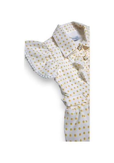 Çantalı Puantiyeli Kız Çocuk Elbise Sarı