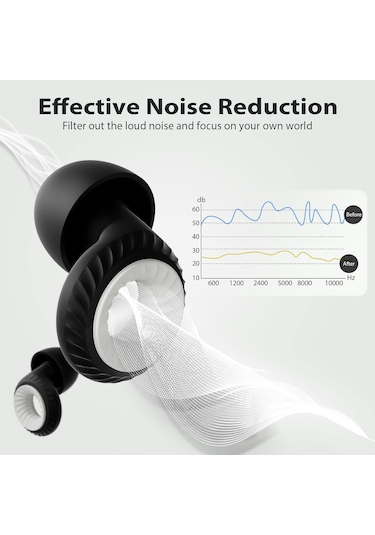 Gürültü Azaltıcı Kulak Tıkacı, Gürültü Azaltma Ve İşitme Koruması 25-28 Db, 6 Çift K/o/b Siyah