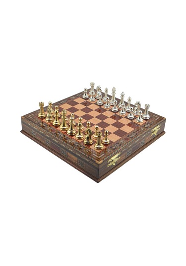 Gifthome Metal Satranç Takımı-seti büyük klasik parlak gül sandık