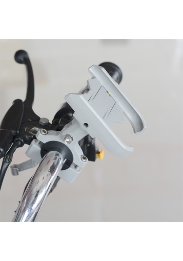 Motosiklet Alüminyum Alaşımlı Basınçlı Döküm Cep Telefonu Tutucu Braketi, Gidon Versiyonu Gümüş Silver