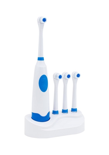 Powermaster G-08 Dönen  Başlıklı Pilli Otomatik Diş Fırçası 3 Adet Beyaz - Mavi