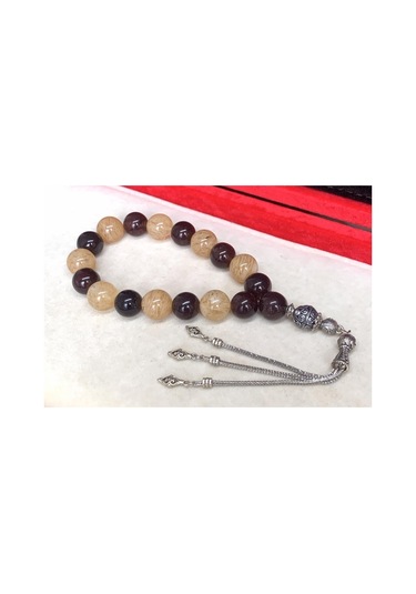 Kehribarkolik Bilek Boy Alacalı Akik Taşlı Tesbih