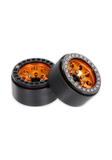 Samdoo 1/10 Rc Tırmanıcı İçin 55mm Çinko Alyuminyum Jant, 8 Delikli Siyah/altın Rengi, 2 Adet Ve Vida Seti
