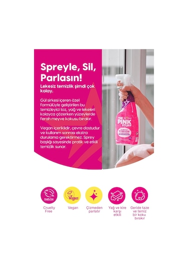 The Pink Stuff Vinegar Mucizevi Cam Temizleyici 750 ML