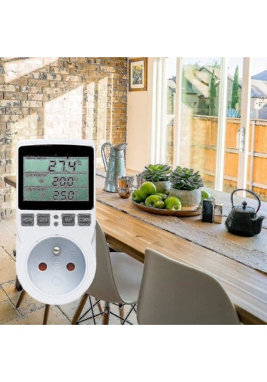 Dijital / Isıtma Ve Soğutma Termostat Soketi Lcd Sıcaklık Kontrolörü, Sera Sıcaklık Kontrolörü/teraryum Termostatı Soket İçin 230v