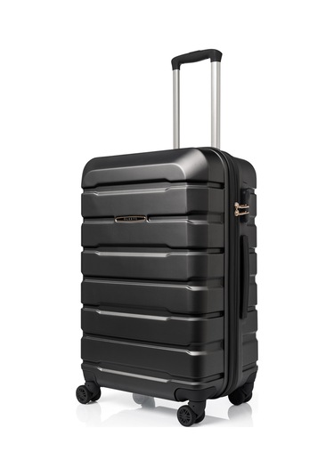 Unisex 4 Tekerli Kilitli Orta Boy Valiz Bavul Siyah