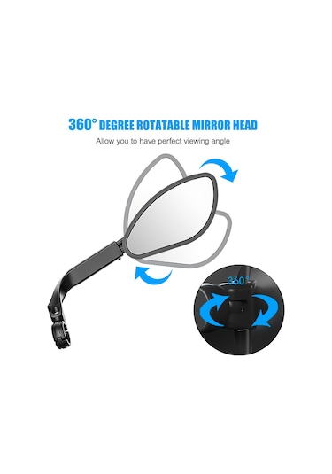 Yifomall Sağ Taraflı Mavi Bisiklet Geribakıcı - 360 Derece Döner, Genişletilebilir, 21-26 Mm Direksiyon Uyumlu, Çelik Lensli, Bisiklet/scooter İçin