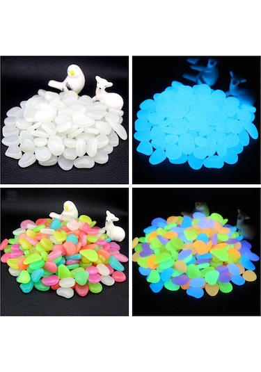 Xiyyadms Mavi Işıklı Resin Taşlar 50 Adet - Bahçe Akvaryum Yol Süslemeleri, Gündüz Güneşten Sonra 3 Saat Parlar