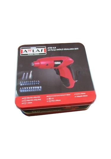 Attlas ATB 4.8 V 25 Parça Metal Kutulu Şarjlı Tornavida Seti