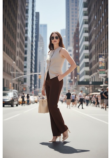 Lela Regular Fit Bisiklet Yaka Kolsuz Düğmeli Basic Bluz Bayan Yelek 65200004 Taş