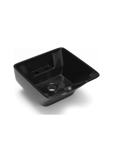 Seramik Kuaför Lavabosu 57 Cm Siyah Bayan Kare Yıkama Başlığı Siyah