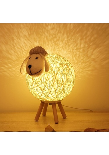 Novahub Led Gece Lambası Koyun İplik Topu Tasarım Abajur Ay Lambası Bebek Odası Lambası Usb Bebek Gece Lambası Yatak Odası Ev İç Mekan Dekoru Pembe