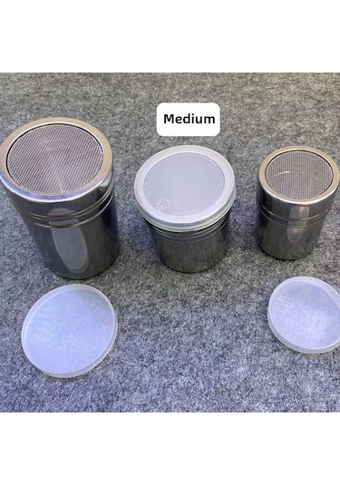 Wezone Paslanmaz Çelik Baharat撒粉罐, Kafe Ve Baharat İçin Düzgün Dağıtım, Plastik Kapaklı Orta Boy 6.8x9.5 Cm Diğer