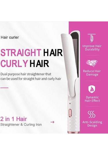 Saç Kıvırma Makinesi, Kıvırma Çubuğu, Düzleştirici Kıvırma Makinesi, Seyahat Kıvırma Makinesi Kıvırma Makinesi, Düzleştirme Veya Kıvırma İçin Her Yerde Kullanmanıza Olanak Tanır En Iyi Kalite Beyaz