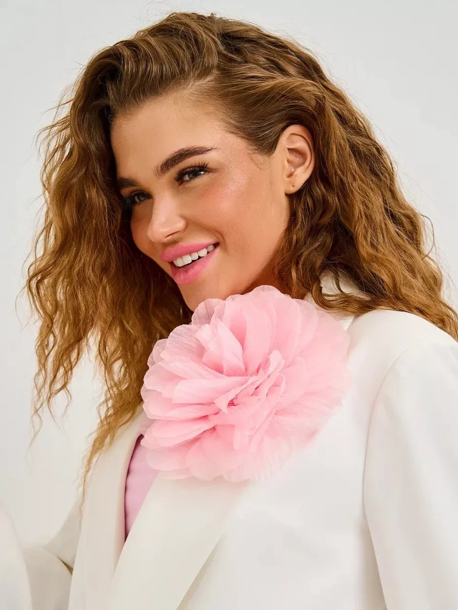Labbıje Büyük Broş Kumaş Çiçek Fiyonk 216118726 Pembe