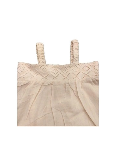 Kız Bebek Askılı Dantelli Şortlu Takım-13871 Bej