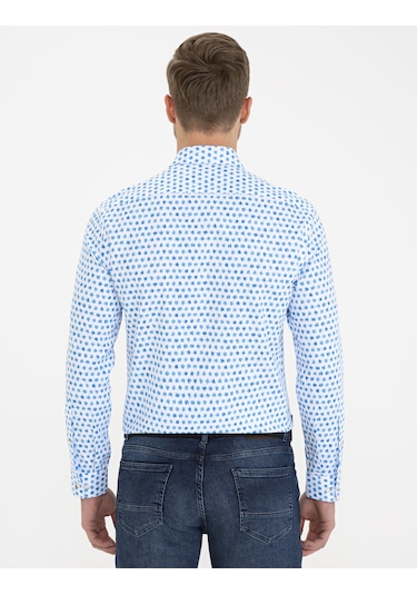Pierre Cardin Erkek Saks Desenli Gömlek 50232974-vr045 Saks