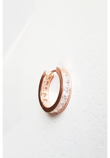 MorMajor Silver Tekli Ithal Baget Taşlı Halka Gümüş Küpe-7175