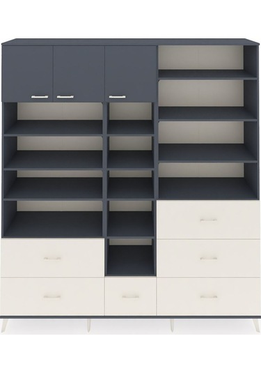 Hyperion Dolap 17 Raflı 6 Çekmeceli 3 Kapaklı 220x44x243 Antrasit-antrasit/aytaşı Antrasıt/aytası Hyperion Dolap 17 Raflı 6 Çekmeceli 3 Kapaklı 220x44x243 Antrasit-antrasit/aytaşı Antrasıt/aytası