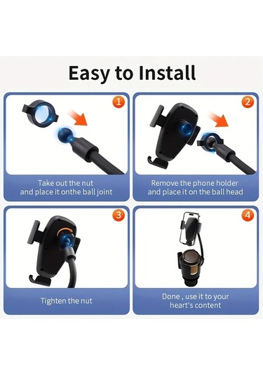 Dashanshop Siyah Abs Su Geçirmez Ayarlanabilir Araç Bardak Tutucu Telefon Standlı Çiftli