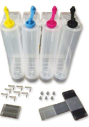 4 Renk Yazıcılar İçin Uyumlu Şeffaf Bitmeyen Kartuş Tankı Boş