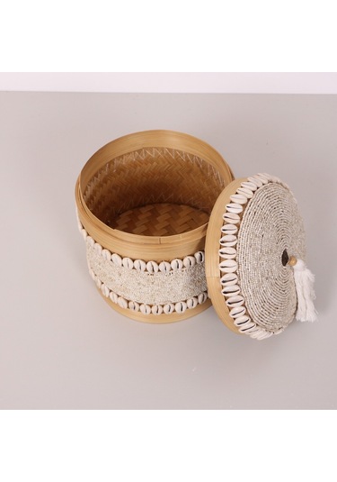 Bali Boncuklu Bambu Saklama Kutusu L 20x23 Cm