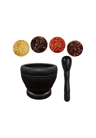 Homyl Havan Ve Tokmak Seti Çok İşlevli Mutfak Ezici Chutney Siyah