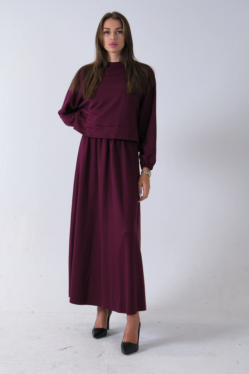 Feminist Mürdüm Önü Yarasakol Etekli Takım 31040702.21 Mürdüm