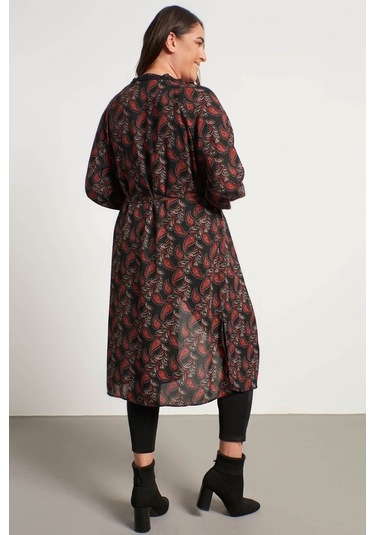 Myline Kadın Dantel Şerit Detay Uzun Kimono